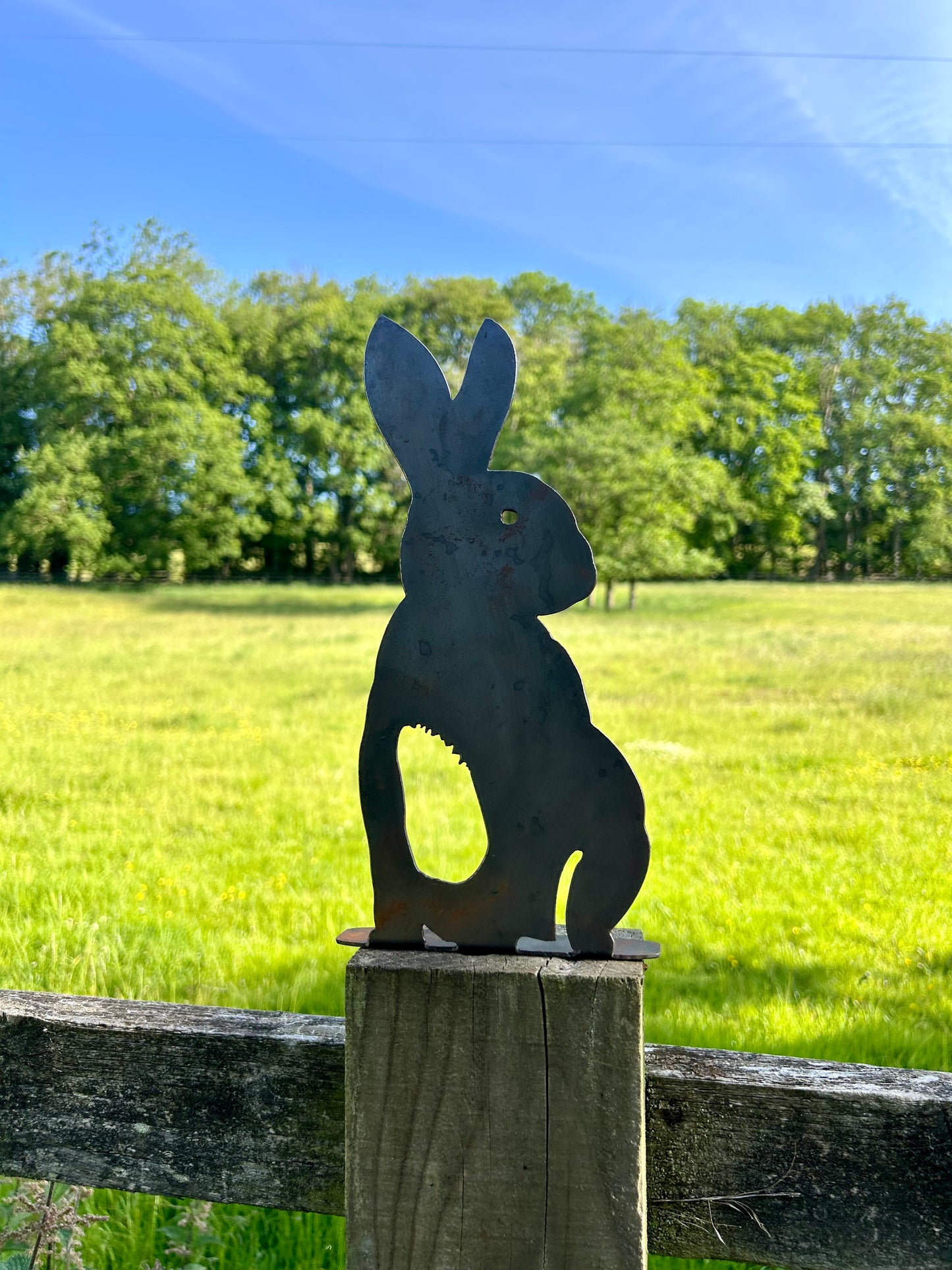 Bunny Rabbit . Steel Garden Art . Garden Decoration . Rusty Ornament