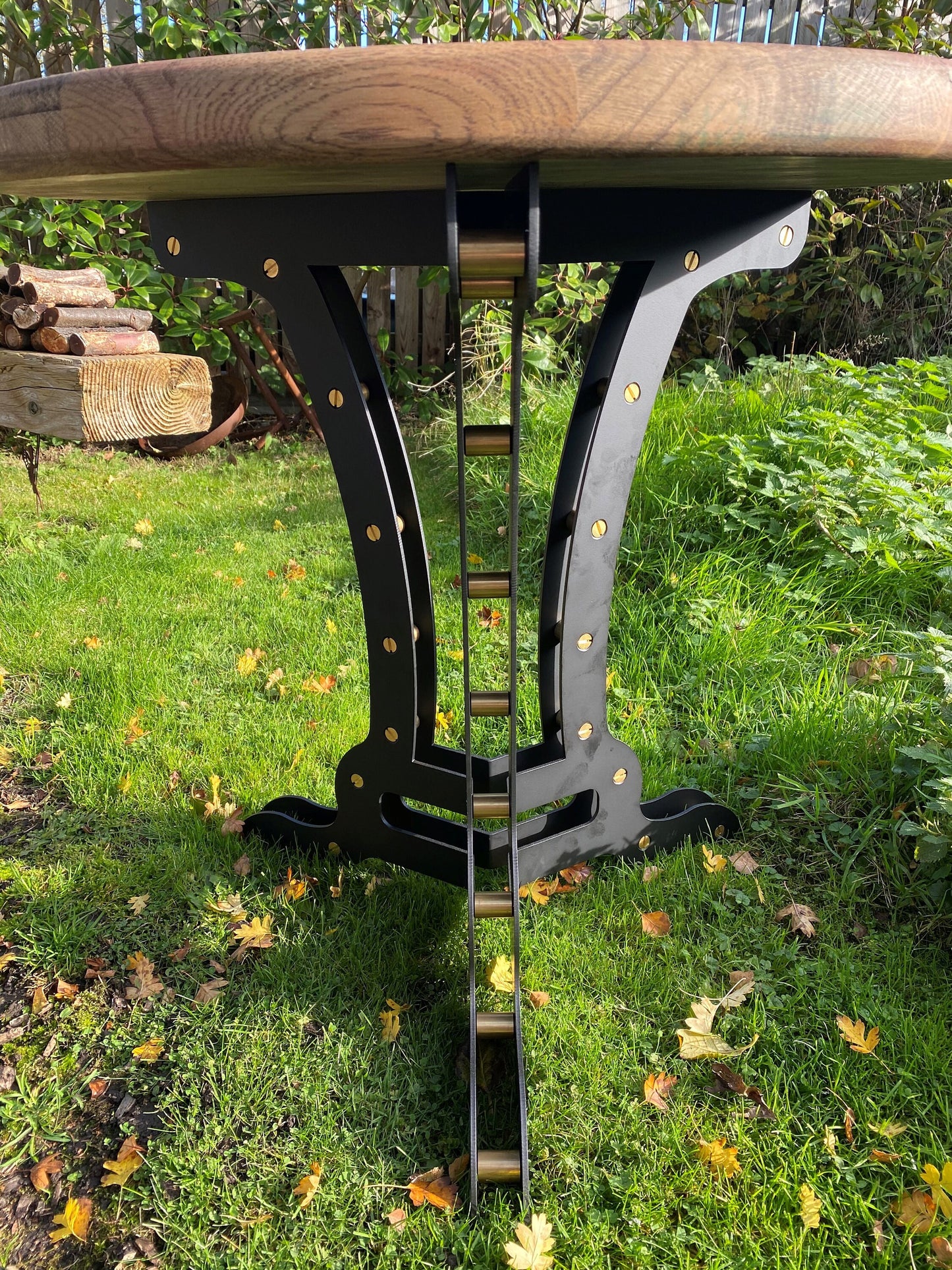 Industrial style side table/ home/ steel/ wood/ furniture/ living room/ tables/ brass