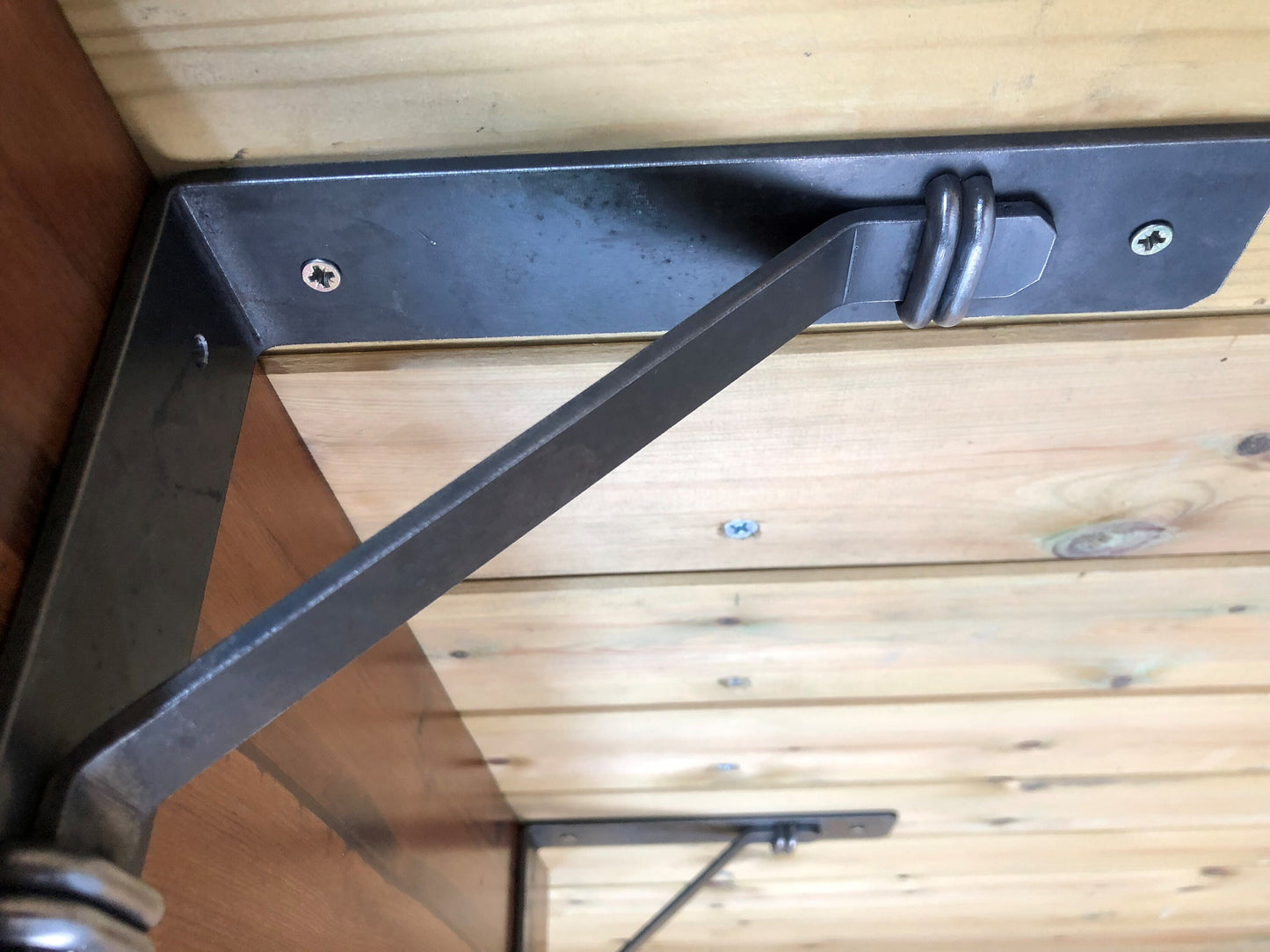 close up of handmade steel shelf brackets