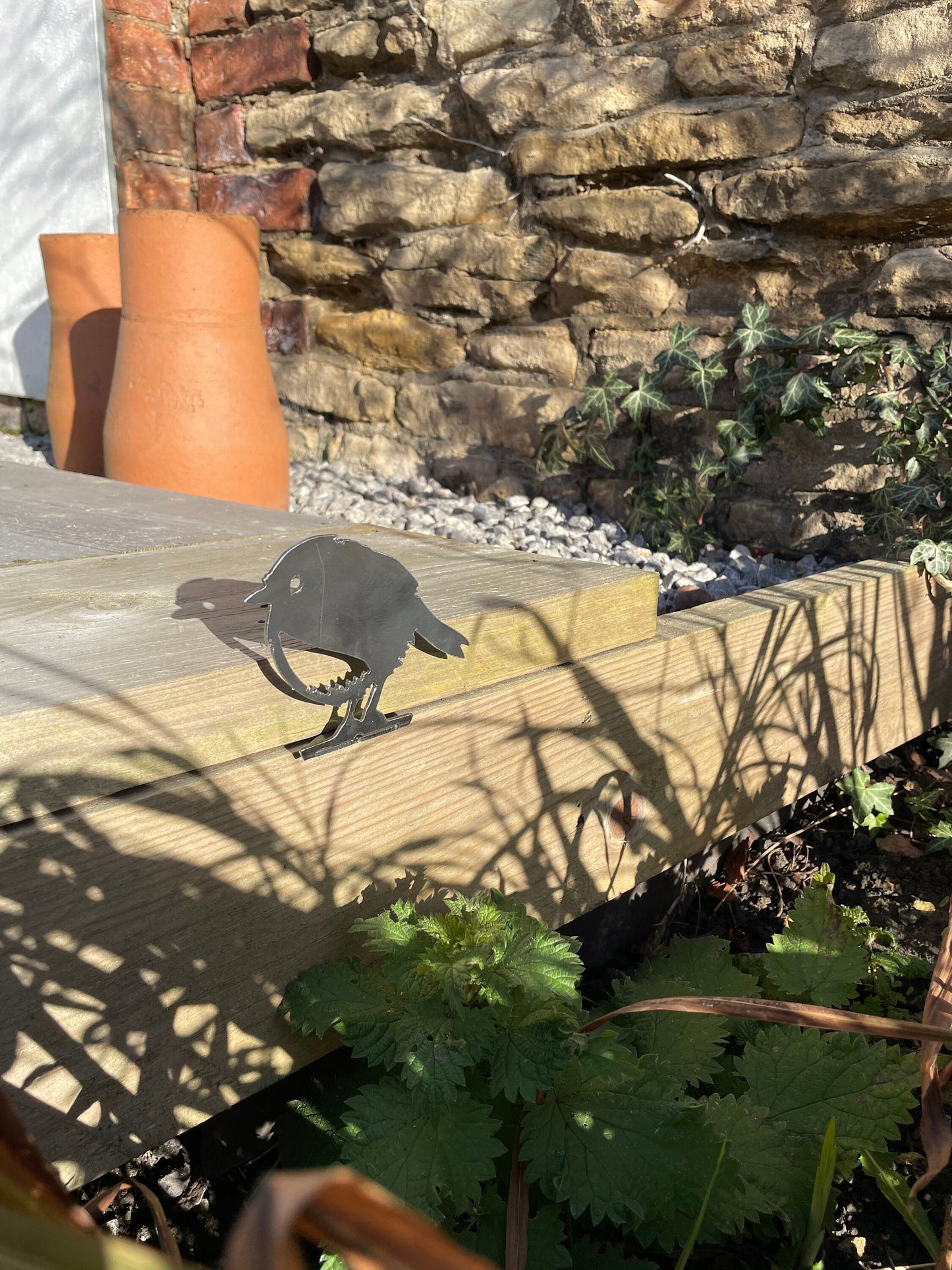Bertie The Robin. Metal Fence Topper. Steel Rusty Bird.
