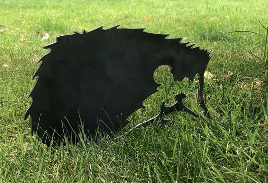 Steel garden ornament of a hedgehog