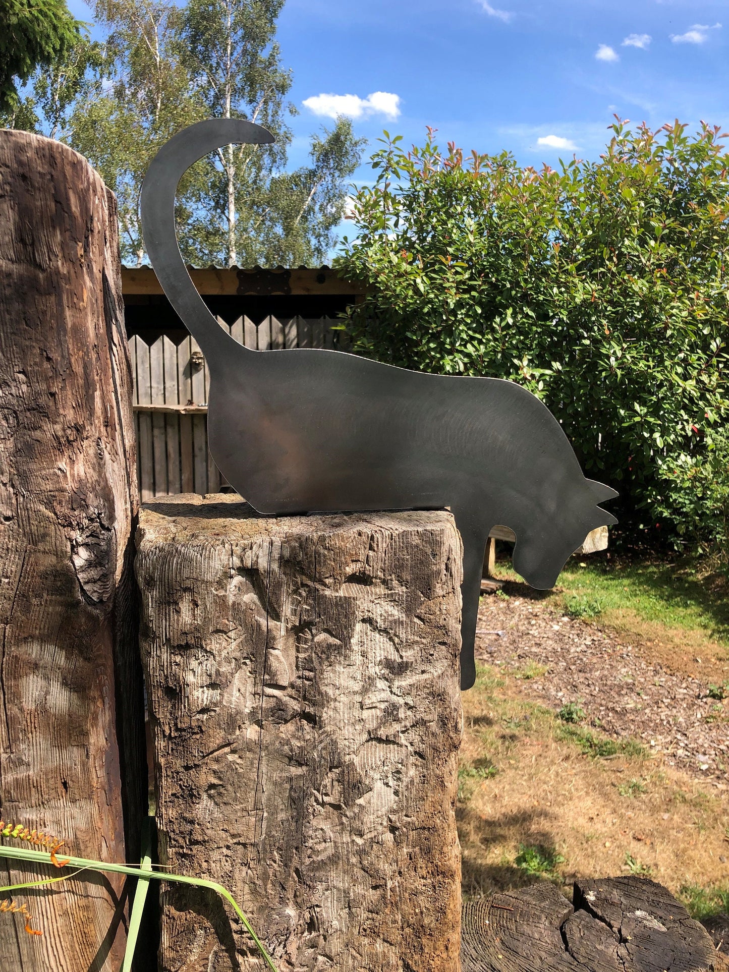 Steel Cat Fence And Wall Topper - Kitten Kitty Garden Ornament Metal Garden Art Mothers Day