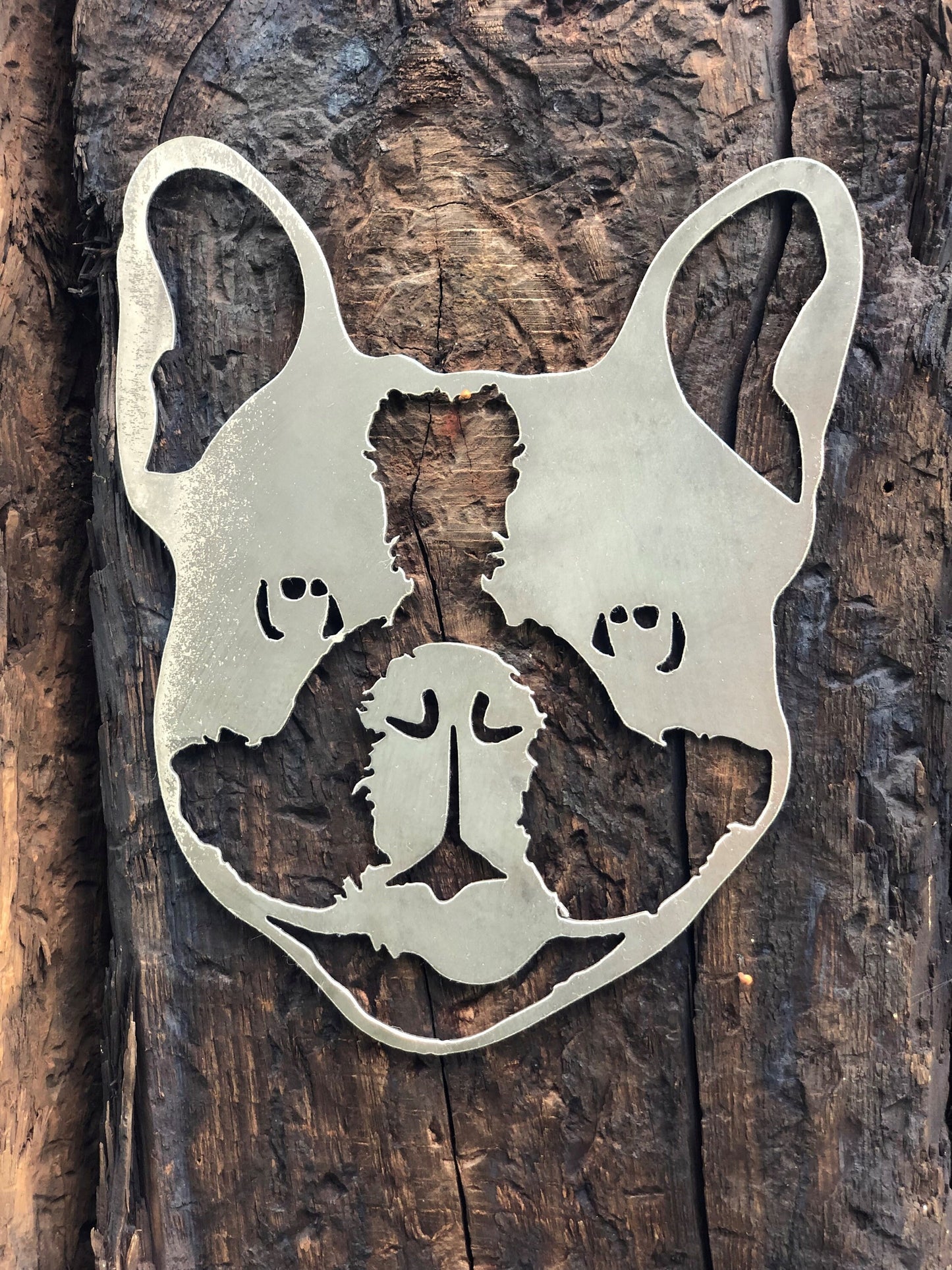 Steel Frenchie Head French Bulldog Dog Gift Present Pet Portrait Metal Dog Head Home & Garden