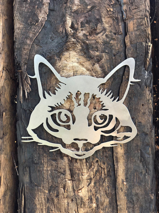 Steel Cat Face . Cat Lover . Cat Lady Gift . Garden Cat . Mothers Day