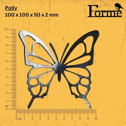 dimensions of metal butterfly for home and garden decoration on yellow background