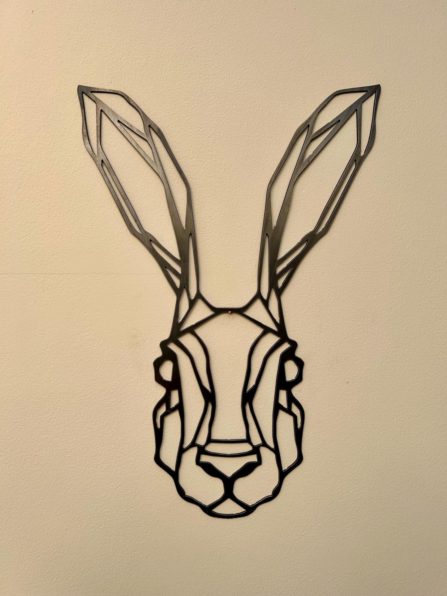 Geometric Hare Head. Wall Mounted Steel Home Decor.