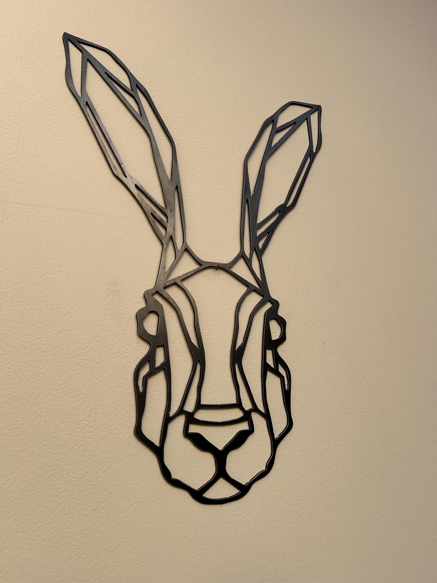 Geometric Hare Head. Wall Mounted Steel Home Decor.