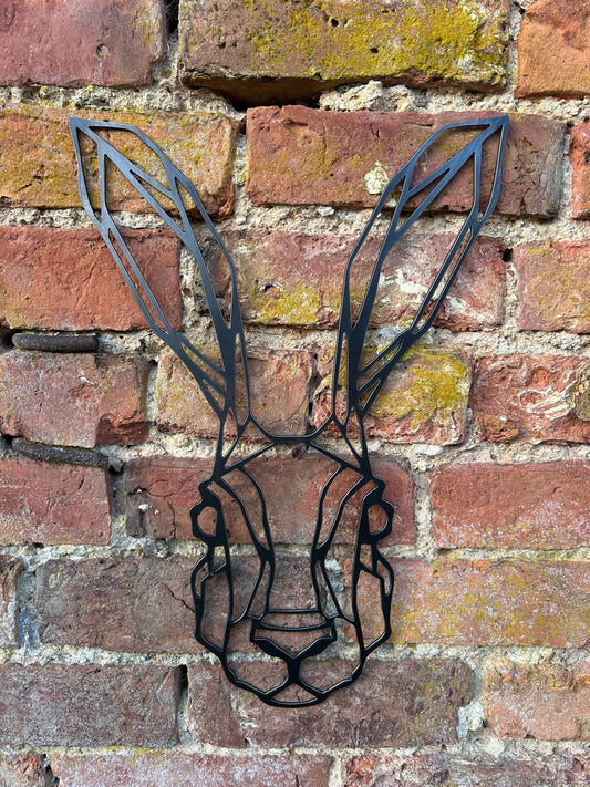 Geometric Hare Head. Wall Mounted Steel Home Decor.