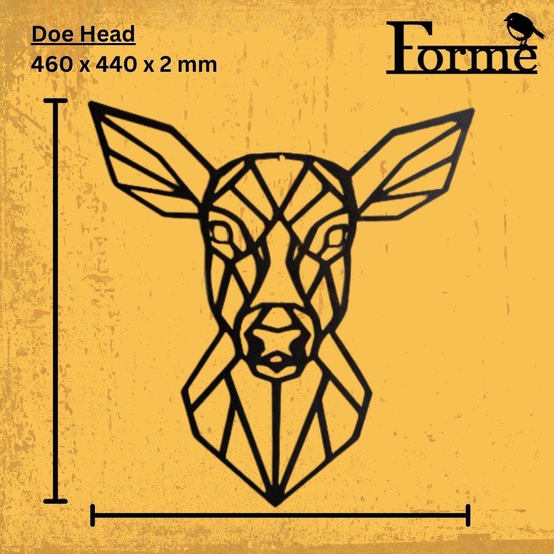 Geometric Steel Doe Head . Large Wall Art