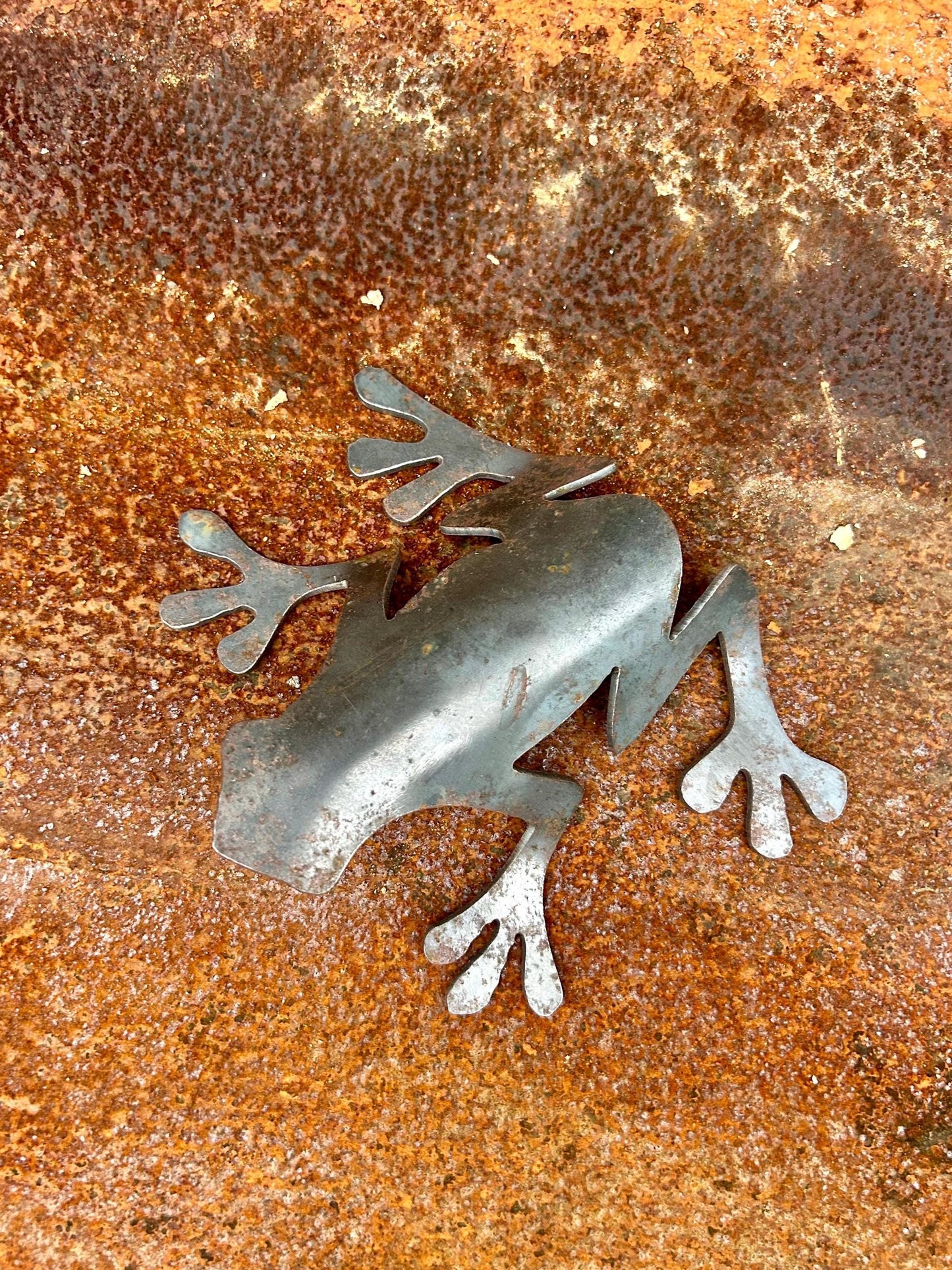 Rex The Frog - Steel Garden Ornament . Home Decor . Rusty Art . Metal Wildlife