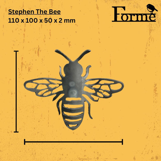 dimension of metal bumble bee garden decoration on yellow background