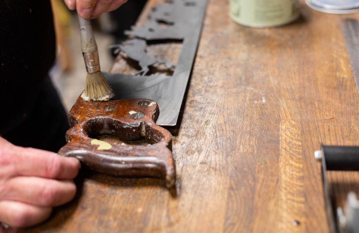 Decorative Vintage Saw Dog And Pheasant, Unusual Gift / Fathers Day