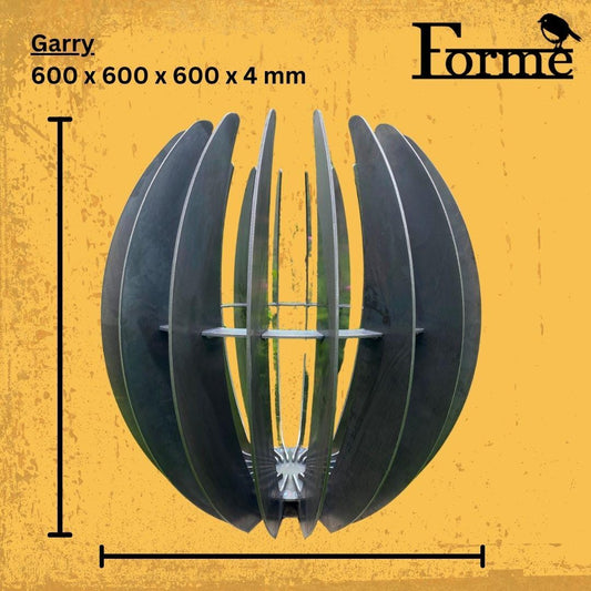 dimensions of metal Fire Pit on yellow background