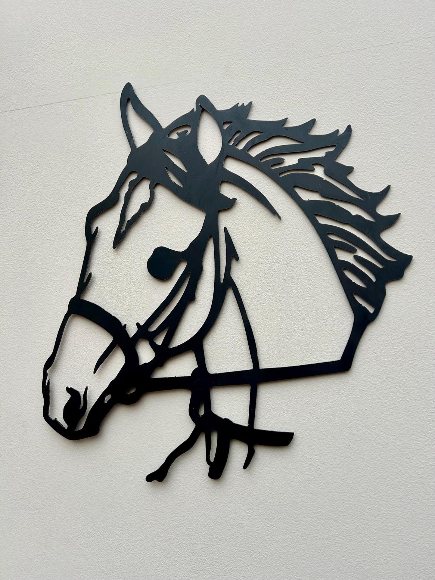 Steel Horse Head with Bridle . Large Metal Artwork