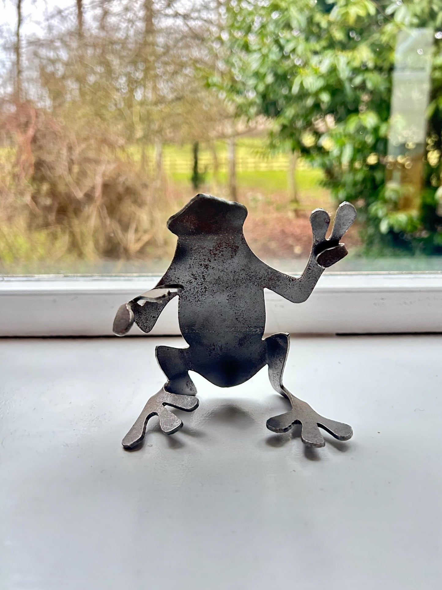 Rex The Frog - Steel Garden Ornament . Home Decor . Rusty Art . Metal Wildlife