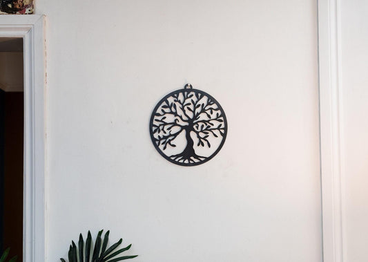 Metal Tree of Life on display in a home