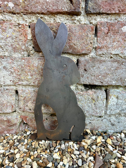 Bunny Rabbit . Steel Garden Art . Garden Decoration . Rusty Ornament