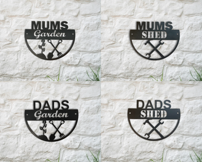 Garden and Shed Signs for Mum, Dad, Grandma and Grandad . Rusty Metal Sign for Garden