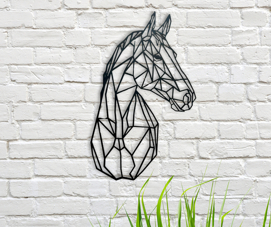 Geometric Steel Horse Head . Large Gift . Metal Artwork