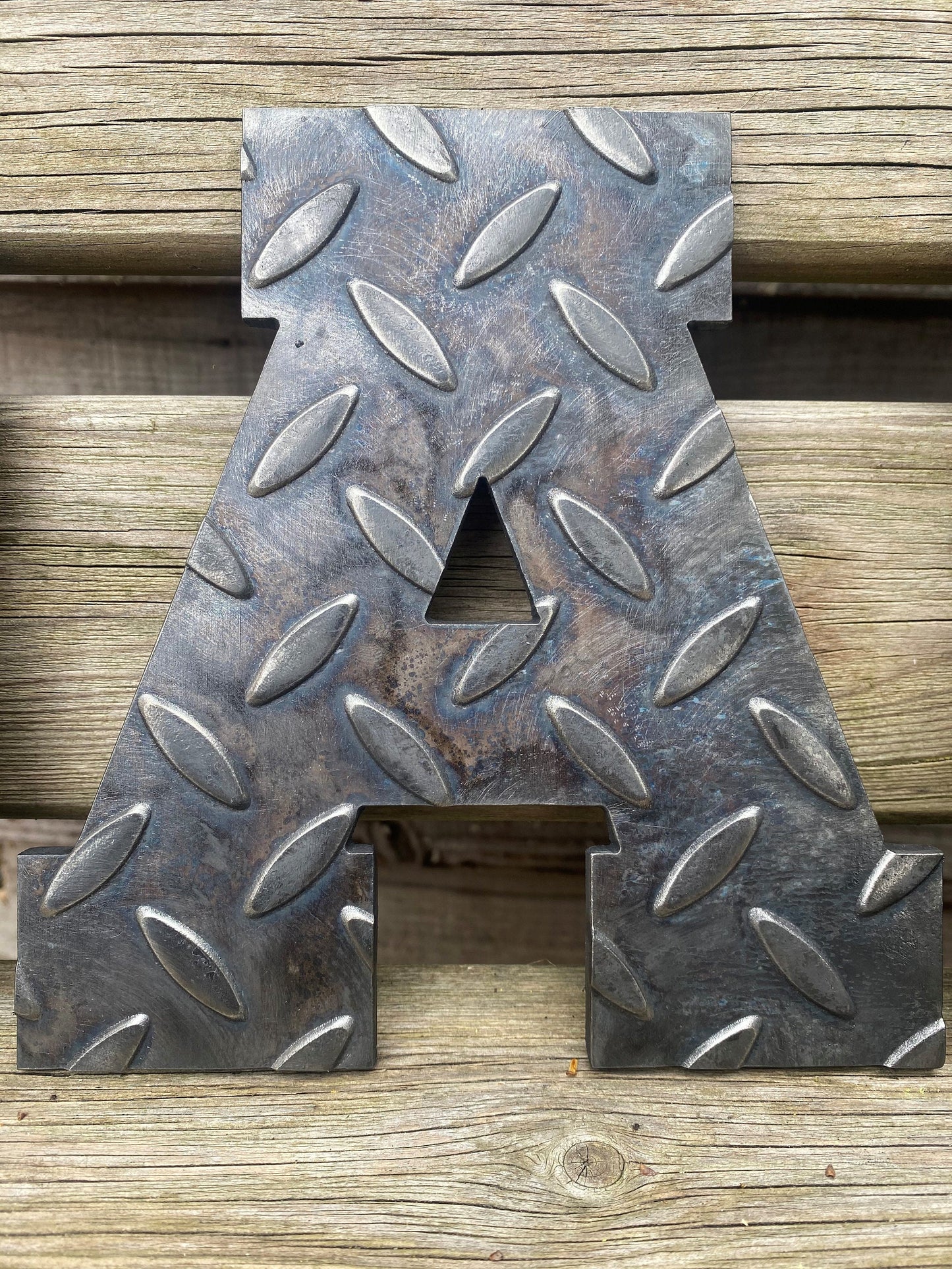 BAR Sign . Chequer Plate Metal Letters .