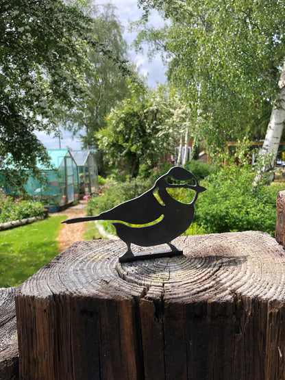 Tina The Blue Tit - Fence Topper  Garden Ornament  Rusty Art  Metal Birds