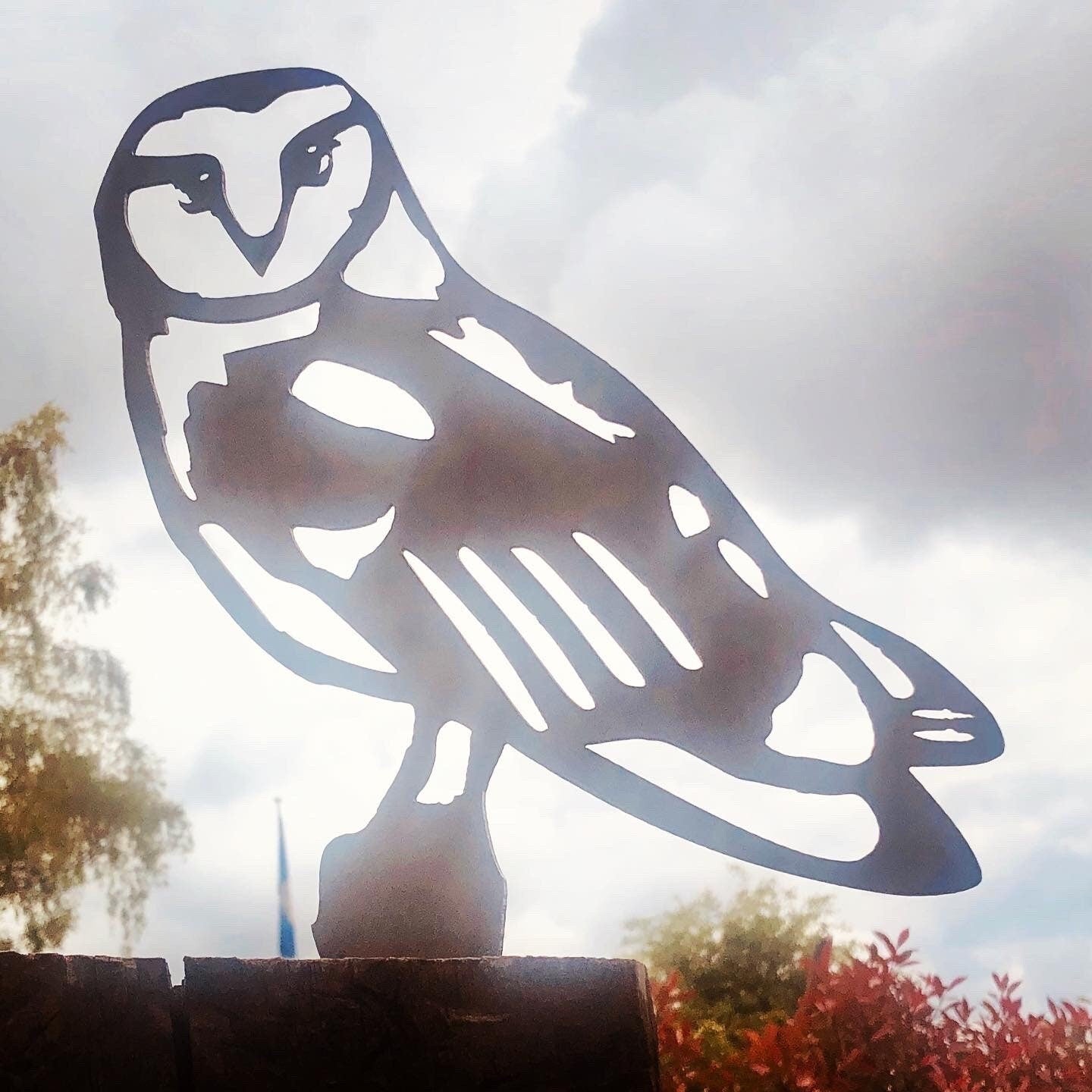 Barry The Owl - Fence Topper - Garden Ornament  Rusty Art  Metal Bird