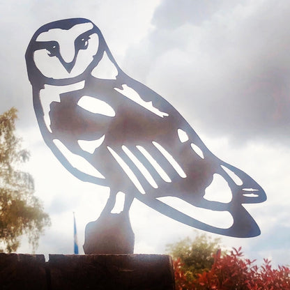 Barry The Owl - Fence Topper - Garden Ornament  Rusty Art  Metal Bird
