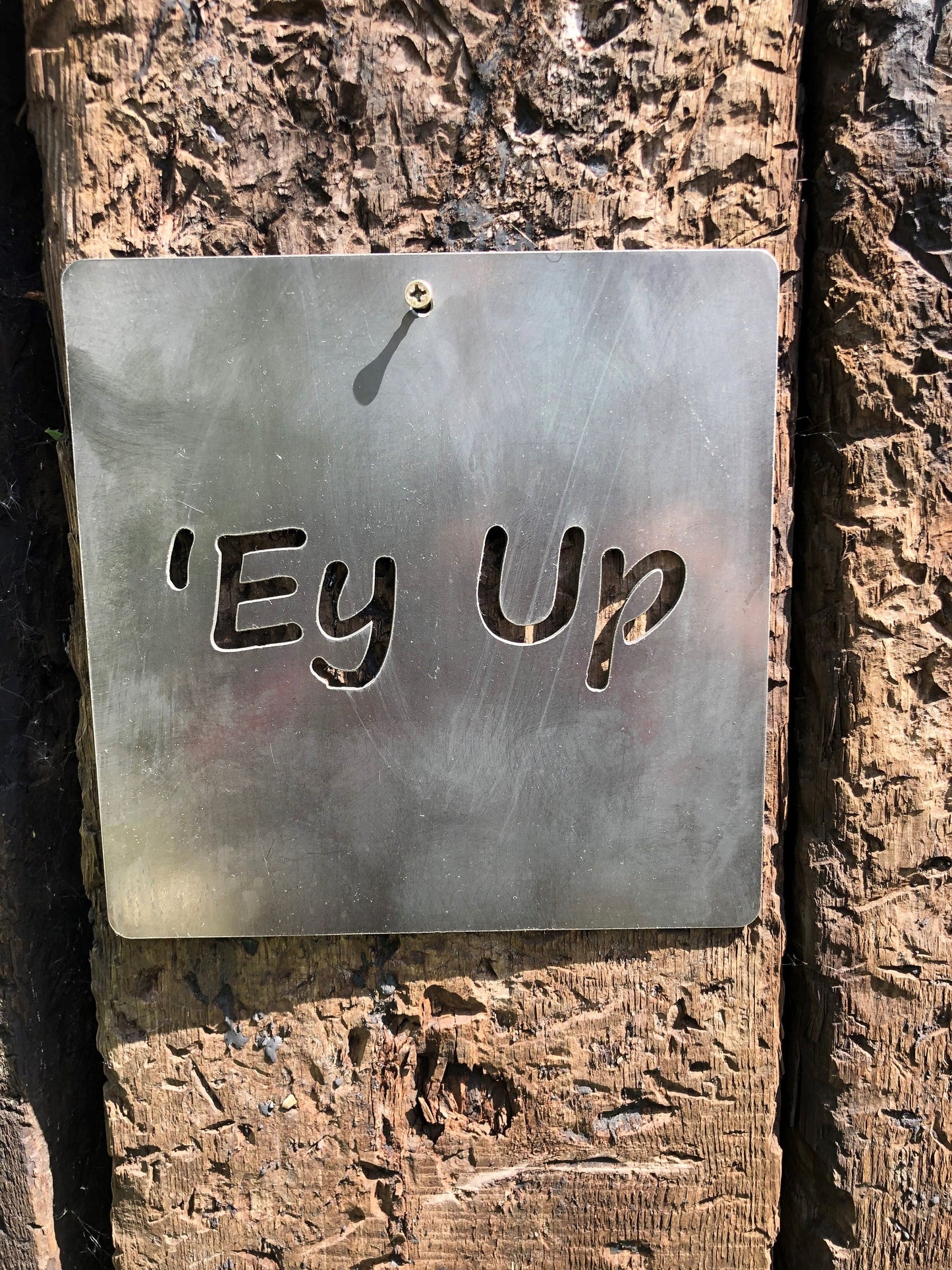 Ey Up Square Wall Sign. Funny Yorkshire Phrase. Home and Garden Decor.