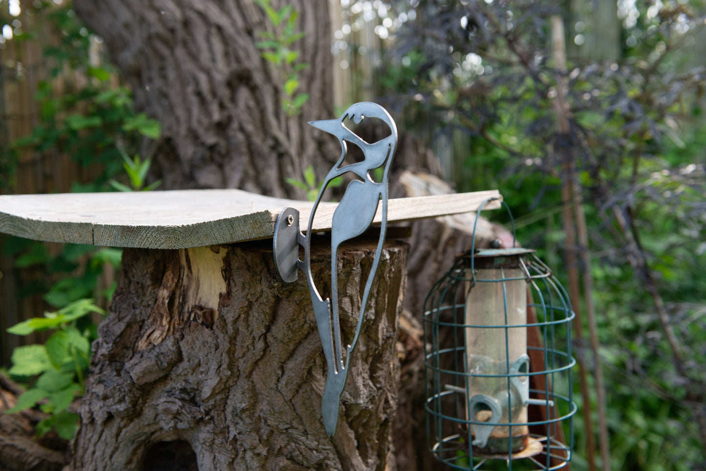 James the Woodpecker . Steel Bird . Garden Ornament