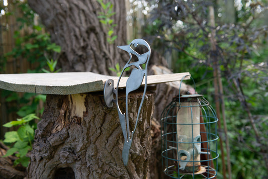 James the Woodpecker . Steel Bird . Garden Ornament