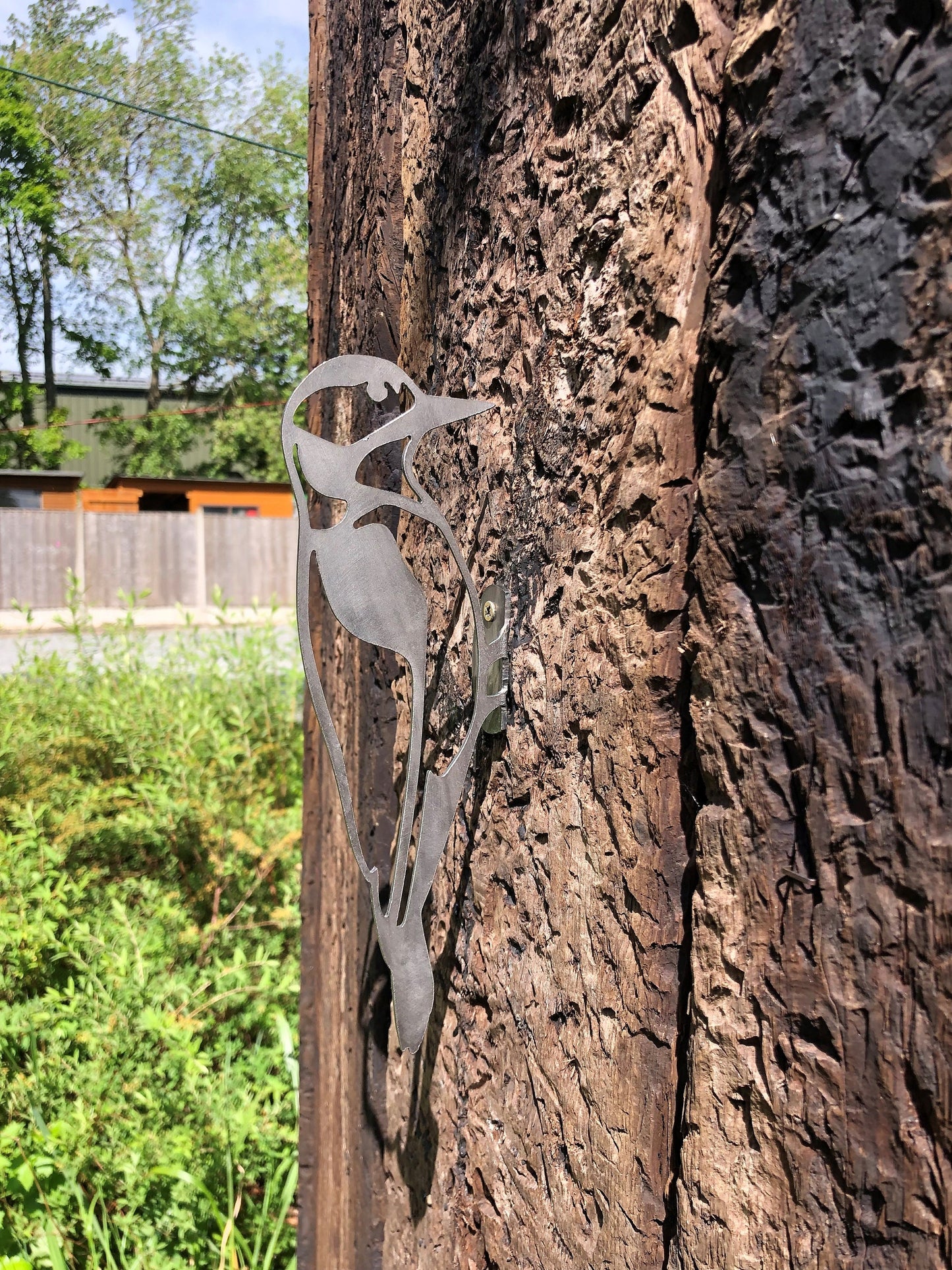 James the Woodpecker . Steel Bird . Garden Ornament
