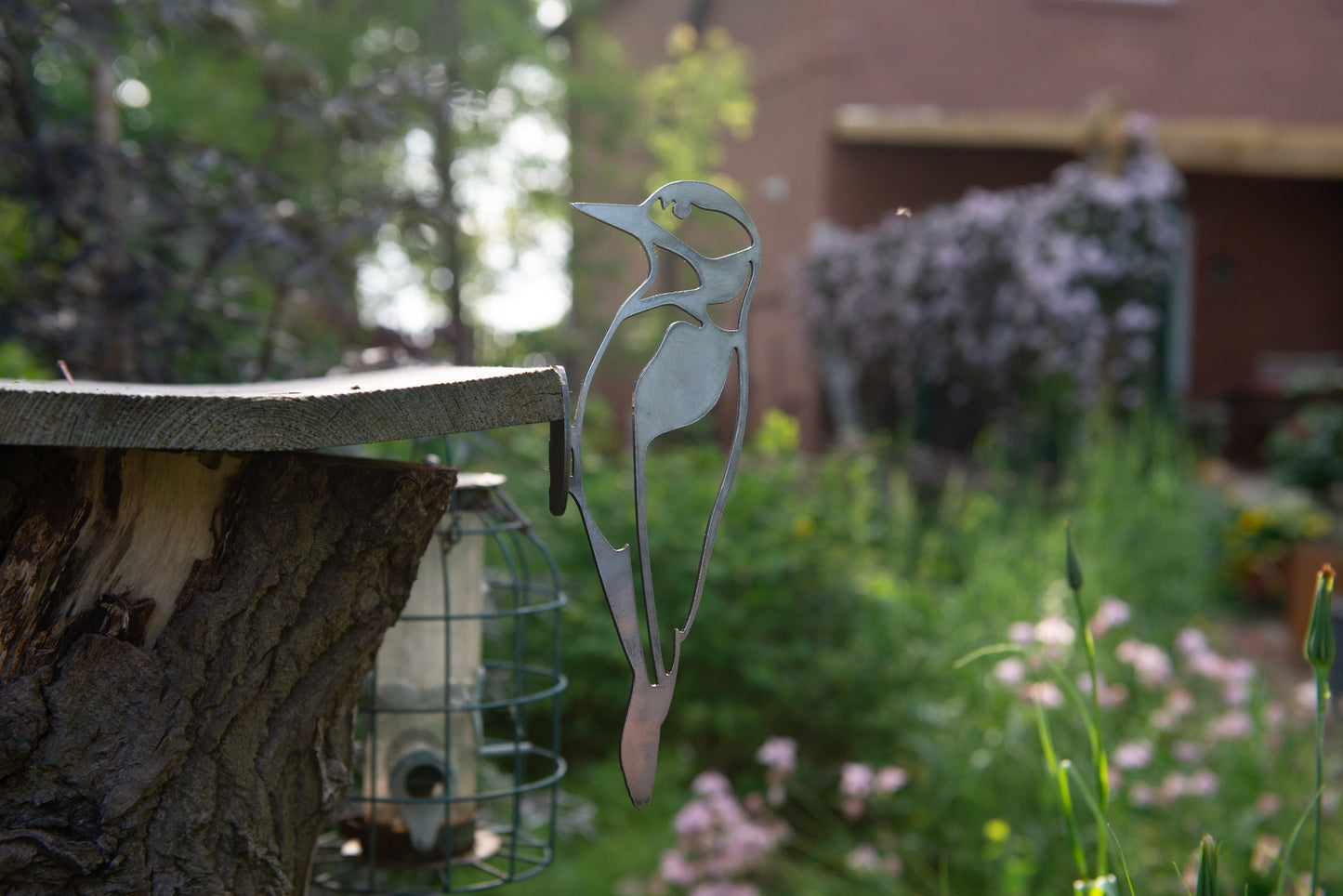 James the Woodpecker . Steel Bird . Garden Ornament