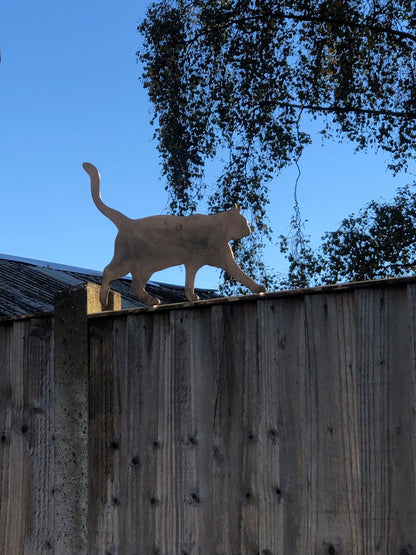 Steel Walking Cat Fence Topper - Kitten  Kitty  Garden Ornament  Metal Garden Art  Mothers Day