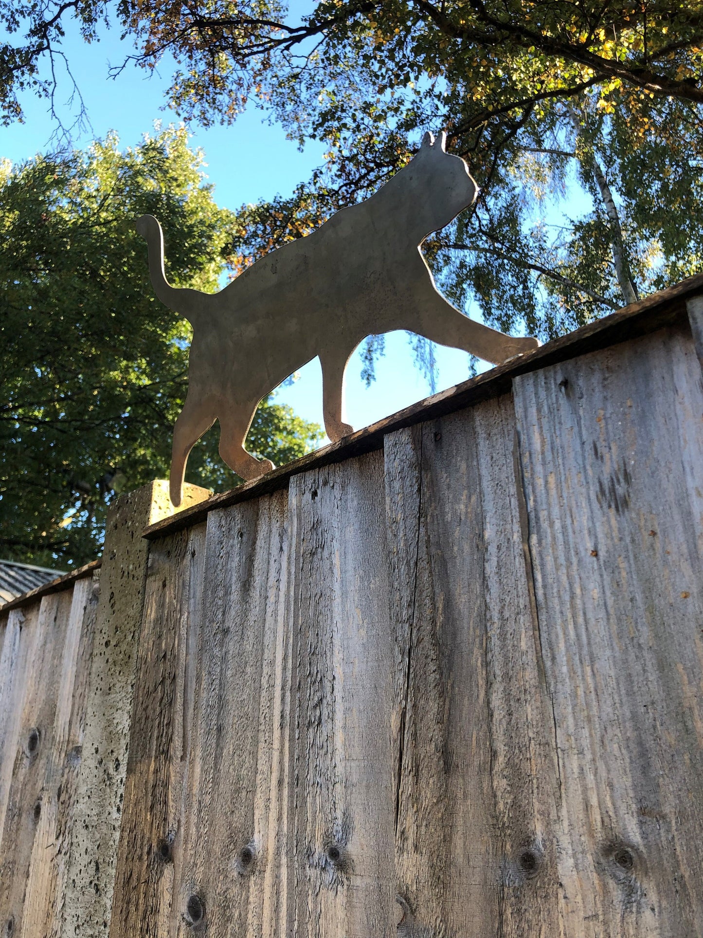 Steel Walking Cat Fence Topper - Kitten  Kitty  Garden Ornament  Metal Garden Art  Mothers Day