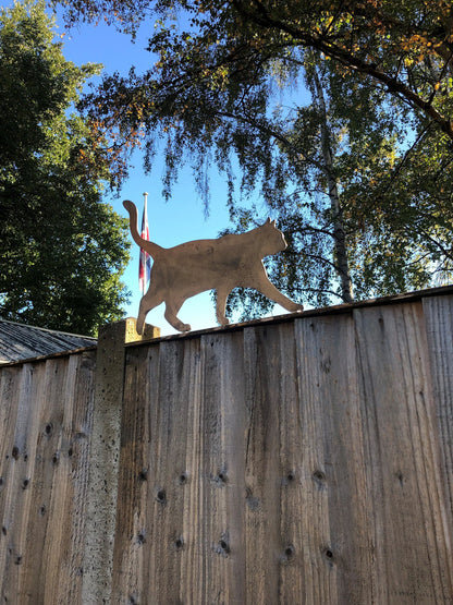 Steel Walking Cat Fence Topper - Kitten  Kitty  Garden Ornament  Metal Garden Art  Mothers Day