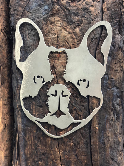 Steel Frenchie Head  French Bulldog  Dog Gift  Present  Pet Portrait  Metal Dog Head  Home & Garden