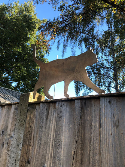 Steel Walking Cat Fence Topper - Kitten  Kitty  Garden Ornament  Metal Garden Art  Mothers Day