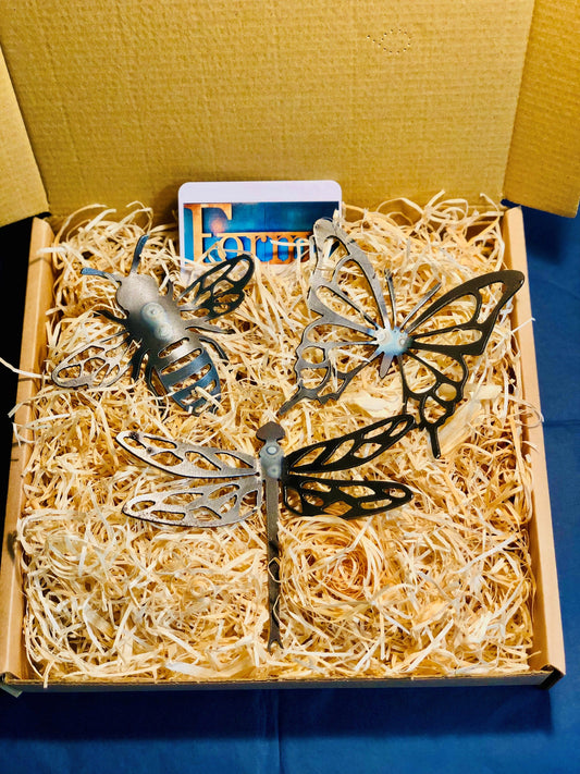 A Bugs Life Gift Set . Perfect Present . Garden Gift . Entomology . Butterfly . Bee . Dragonfly . Steel . Mothers Day