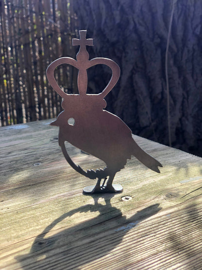 Charlie The Royal Robin . Coronation . King Charles . British . Coronation Gift . Garden Decoration . Metal Bird . Fence Topper . Pot Spike