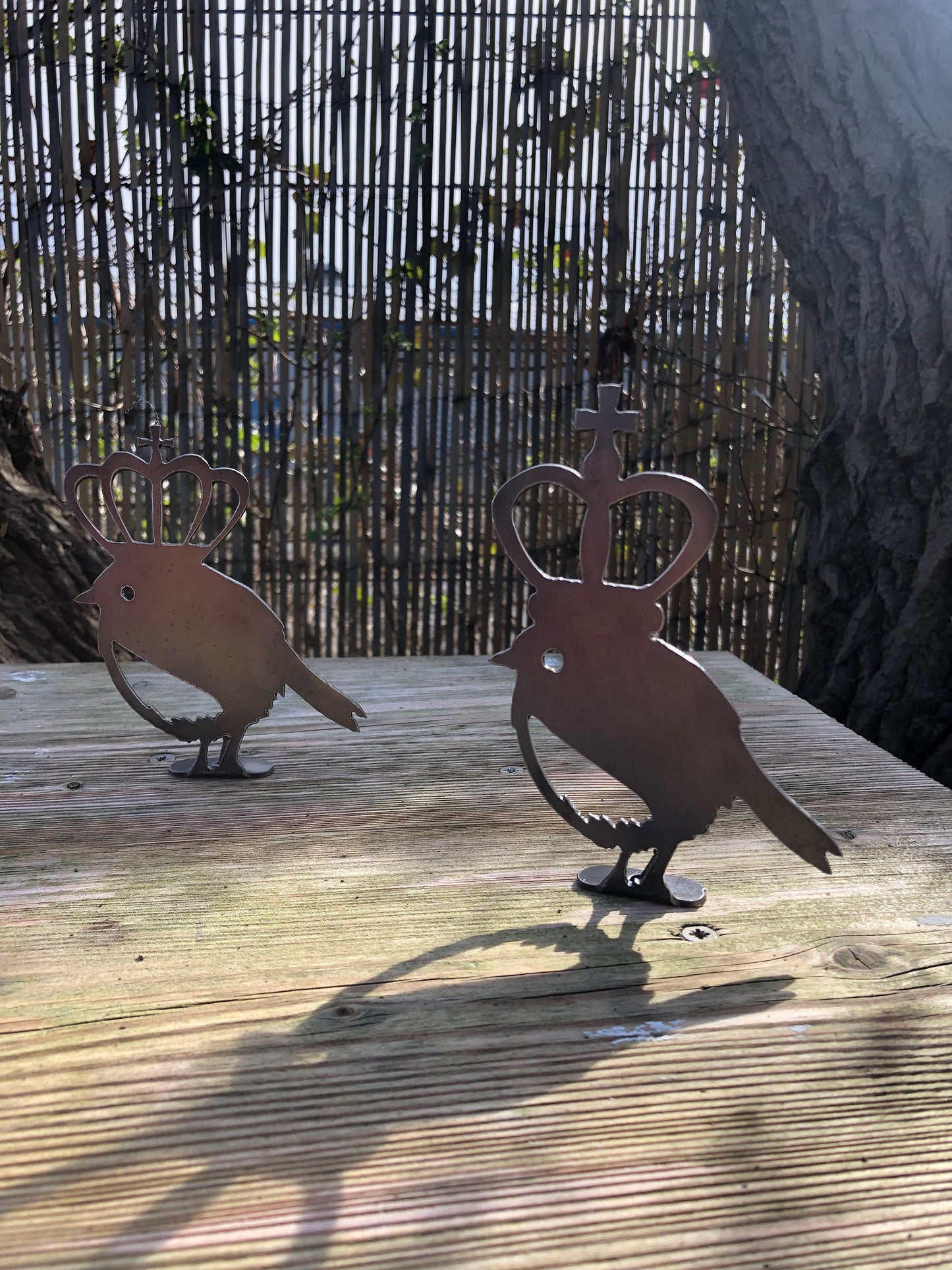 Liz and Charlie the Royal Robins. Pot Spike or Fence Topper. Gift Set. Coronation . Jubilee . Royalty . King . Queen