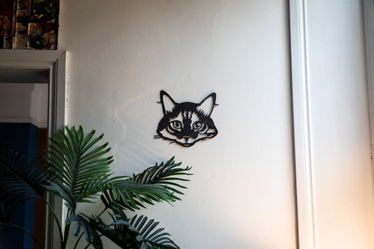 Steel Cat Face . Cat Lover . Cat Lady Gift . Garden Cat . Mothers Day
