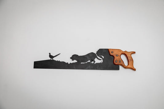 Decorative Vintage Saw Dog And Pheasant, Unusual Gift / Fathers Day