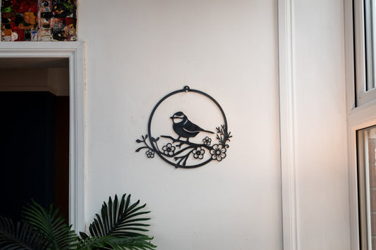 Tony the Bluetit -  Bluetit With Flowers  Bluetit Gift  Garden Gift  Bluetit Wall Art  Mothers Day