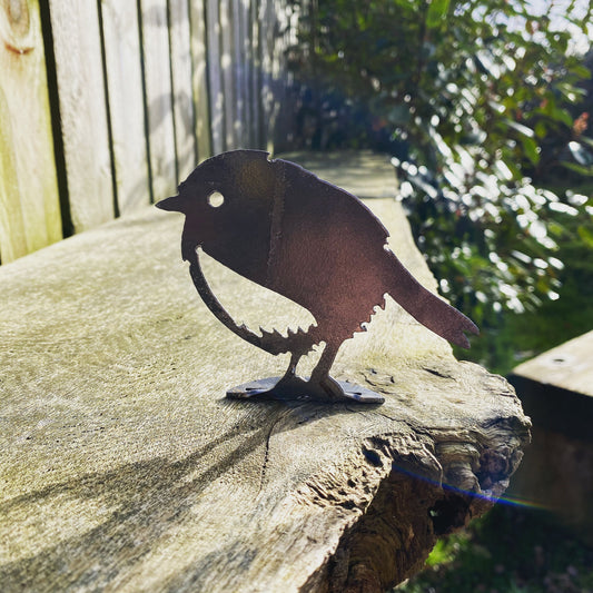 Bertie The Robin. Metal Fence Topper. Steel Rusty Bird.