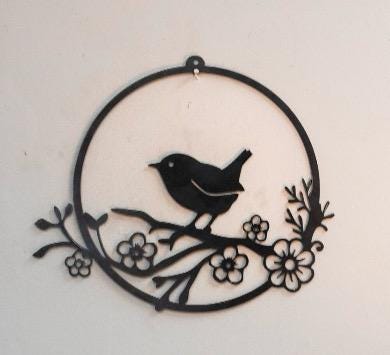 Wendy the Wren -  Wren With Flowers  Bluetit Gift  Garden Gift  Wren Wall Art  Mothers Day