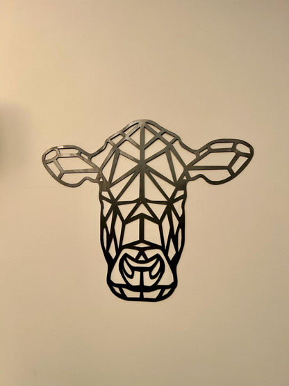 Geometric Cow Head. Wall Mounted Steel Home Decor.