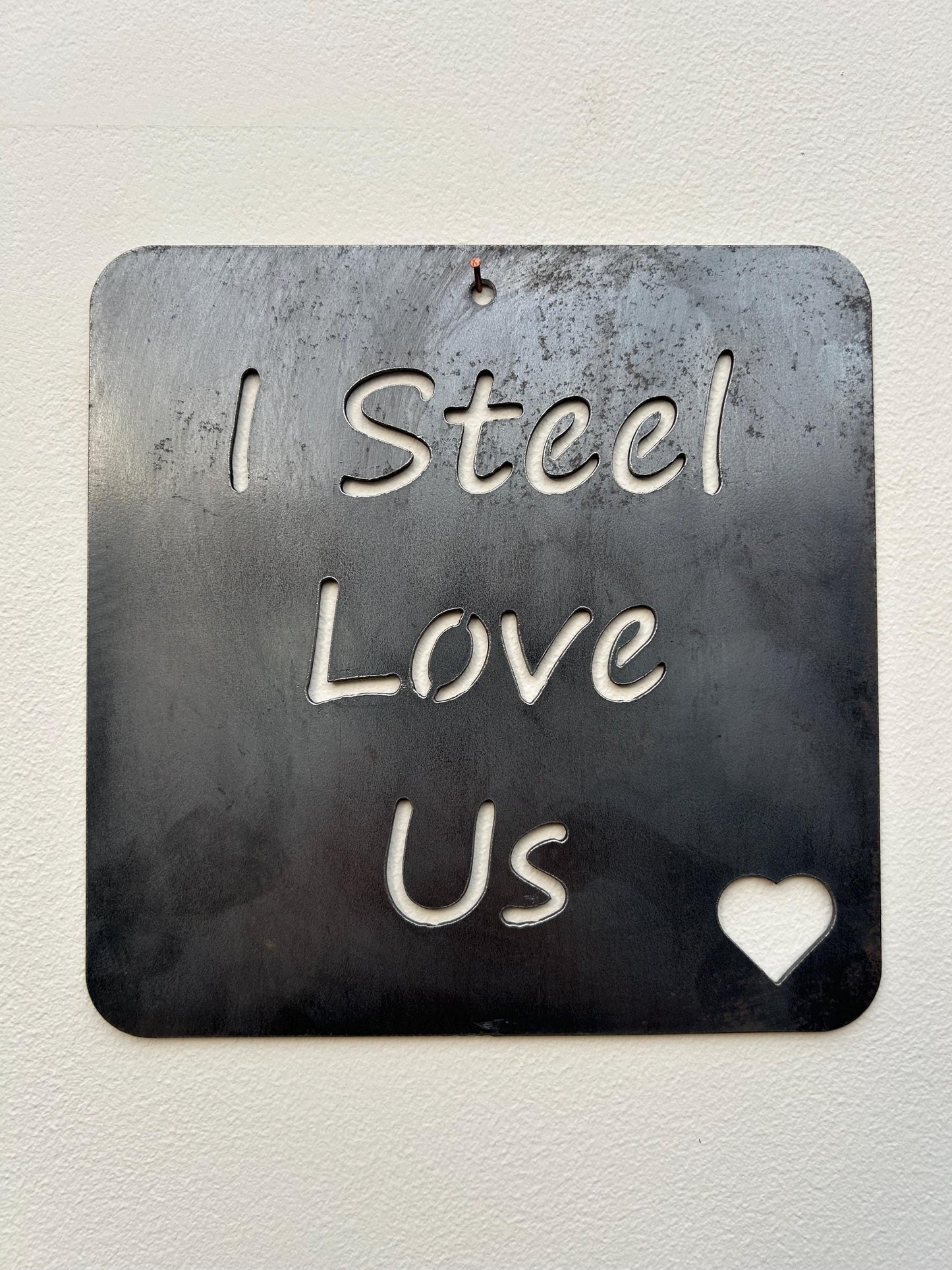 I Love Us Steel Wall Sign. A romantic gift for Valentine's Day, Engagement, Wedding, Anniversary or Birthday.