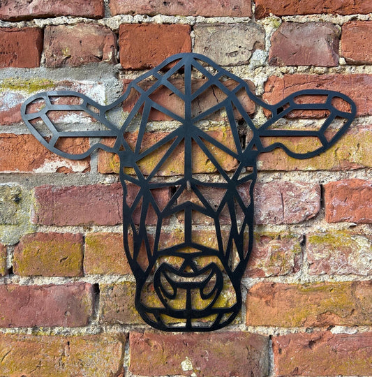 Geometric Cow Head. Wall Mounted Steel Home Decor.