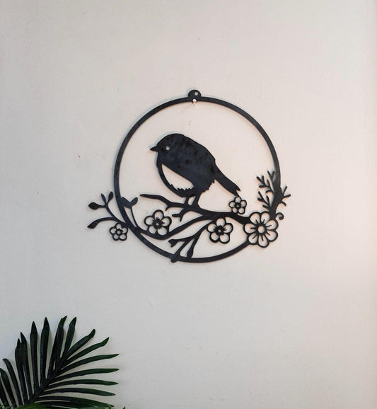 Emily the Robin  Robin With Flowers  Robin Gift  Garden Gift  Robin Wall Art  Mothers Day