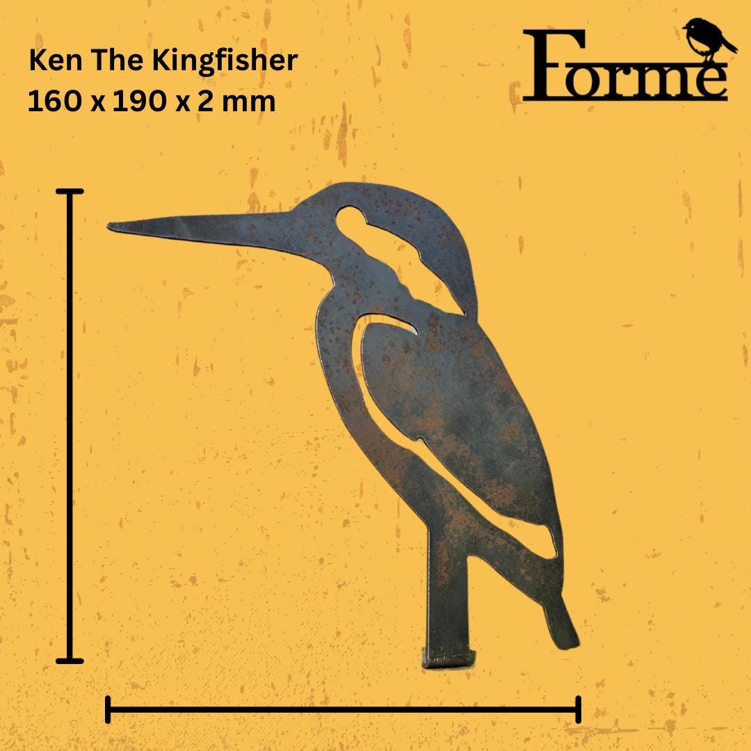 Ken The Kingfisher - Fence Topper - Garden Ornament  Rusty Art  Metal Bird